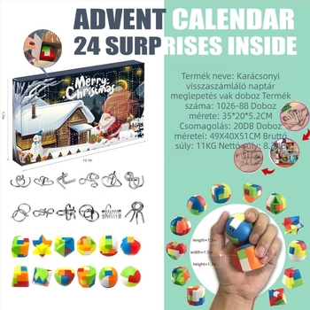 Karácsonyi puzzle játék: Luban labirintus golyó vasgyűrű kinyitóval, műanyag, csomagolás színes dobozba, ajándék gyermekeknek és barátoknak