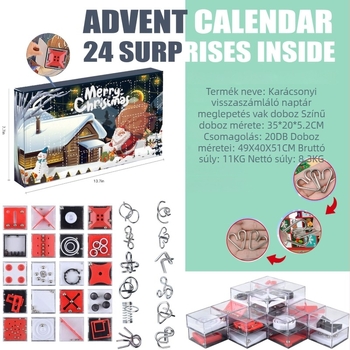 Karácsonyi puzzle játék: Luban labirintus golyó vasgyűrű kinyitóval, műanyag, csomagolás színes dobozba, ajándék gyermekeknek és barátoknak