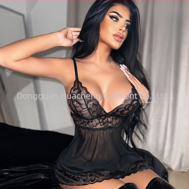 Női csipke hálószövetes fehérnemű szett – poliészter 80–90%, játékstílusú ruházat, 10 napos feldolgozás, tavasz 2023