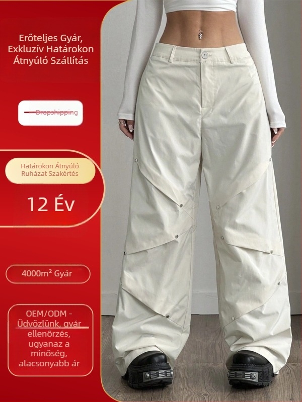 Női casual egyenes szabású nadrág, 95% poliészter, középmagasságú derékkal, hosszú, enyhén rugalmas