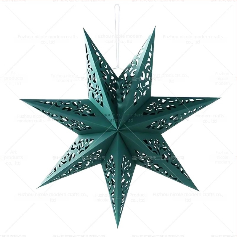 Papírból készült függő dísz — üreges hétágú origami csillag lámpás, karácsonyi helyszíni dekoráció