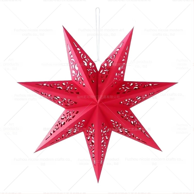 Papírból készült függő dísz — üreges hétágú origami csillag lámpás, karácsonyi helyszíni dekoráció