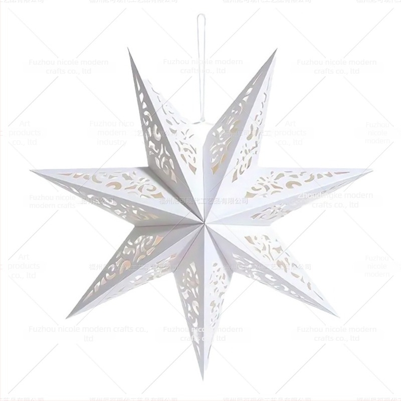 Papírból készült függő dísz — üreges hétágú origami csillag lámpás, karácsonyi helyszíni dekoráció