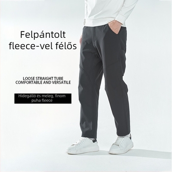 Newkisen férfi téli szélálló soft-shell futónadrág, laza szabás, középmagas derék, 10% spandex