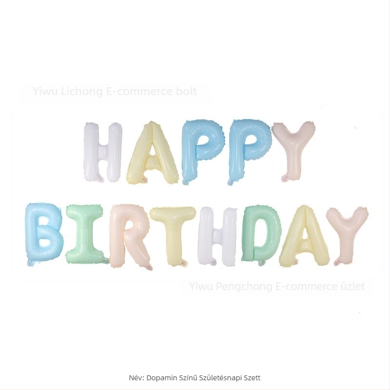 HAPPYBIRTHDAY betűs ballon alumínium fóliából születésnapra