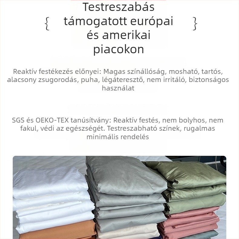 Négy részes pamut ágyneműkészlet, 100% pamut, 80 szál/hüvelyk, reaktív nyomtatás és festés, hotelminőség