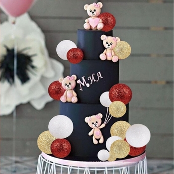 24 db csillogó habgömb cupcake dekorációk, DIY – babaváró, esküvő, évforduló, születésnapi parti