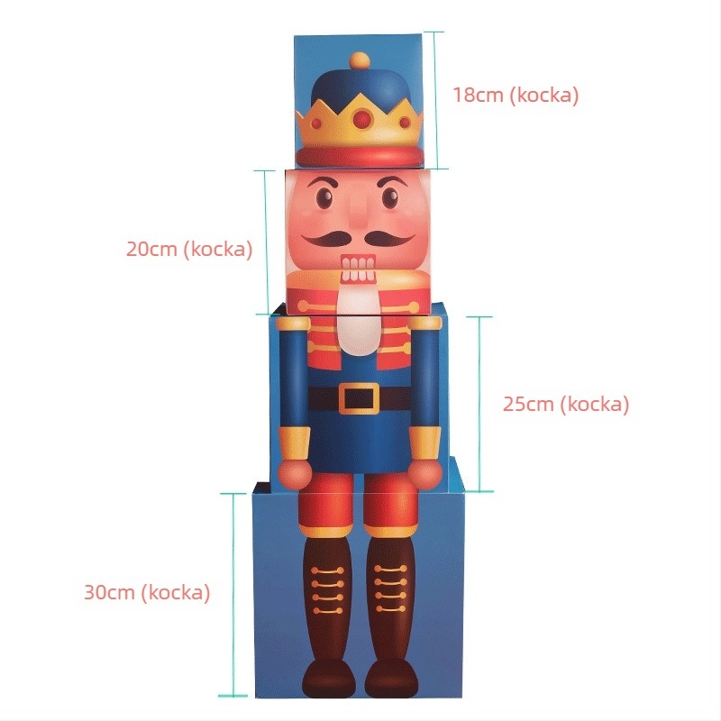 Senlin Nutcracker Stacking Box – papír dekoráció szcenikai elrendezéshez, Karácsony és egyéb ünnepek
