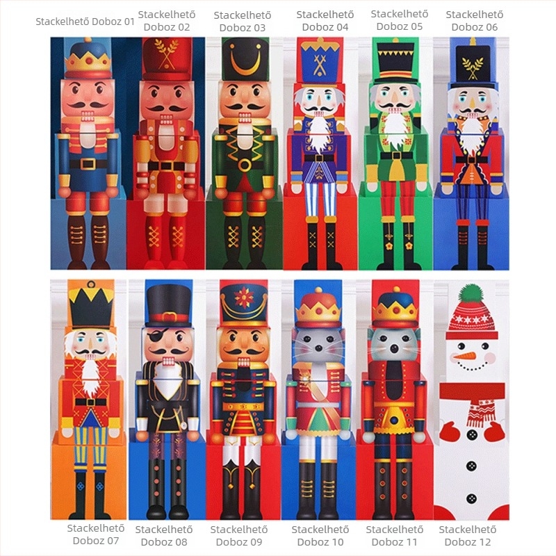 Senlin Nutcracker Stacking Box – papír dekoráció szcenikai elrendezéshez, Karácsony és egyéb ünnepek