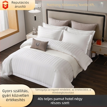 Szállodai ágyneműkészlet, csíkos szaténszövet, reaktív nyomtatás, 40s pamut, négy darabos készlet