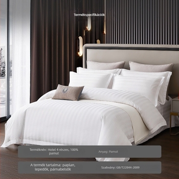 Szállodai ágyneműkészlet, csíkos szaténszövet, reaktív nyomtatás, 40s pamut, négy darabos készlet