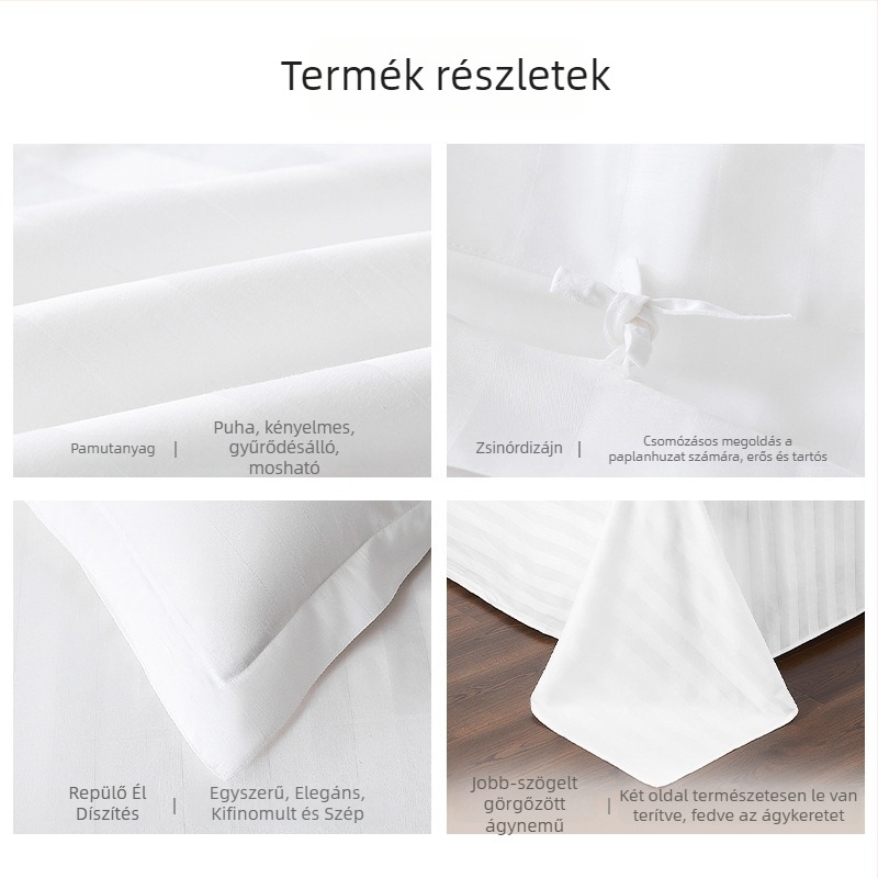 Szállodai ágyneműkészlet, csíkos szaténszövet, reaktív nyomtatás, 40s pamut, négy darabos készlet