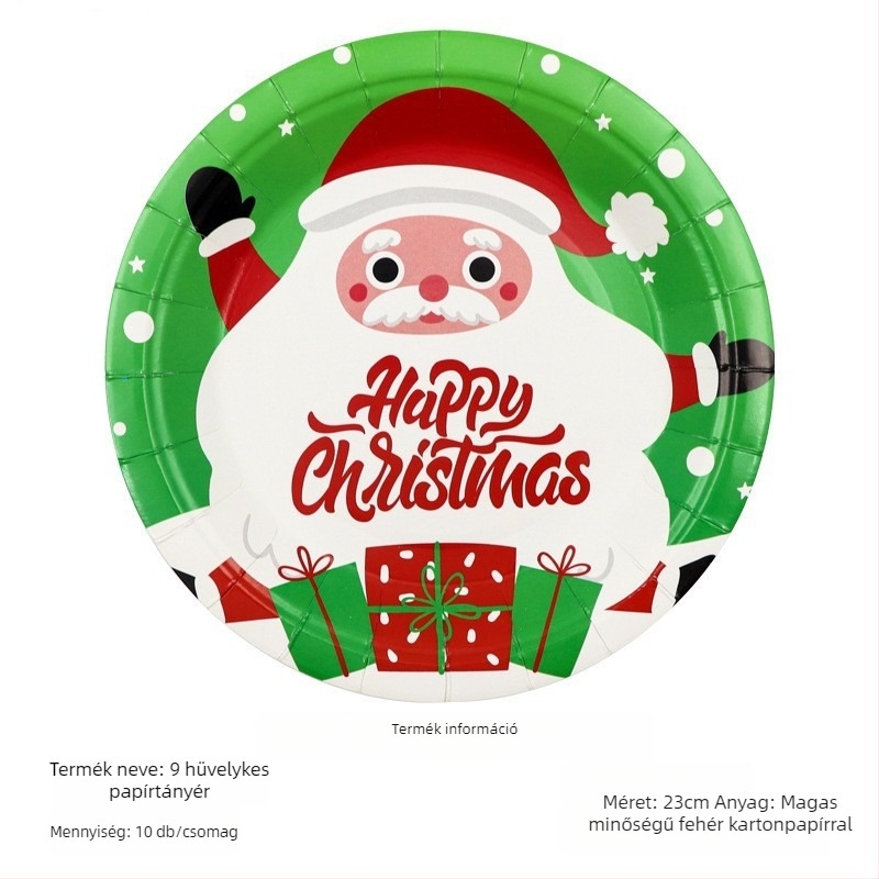 Egyszer használatos papírtányér, kerek alakú, 400 g papírból, biológiailag lebomló, nyomtatott logóval