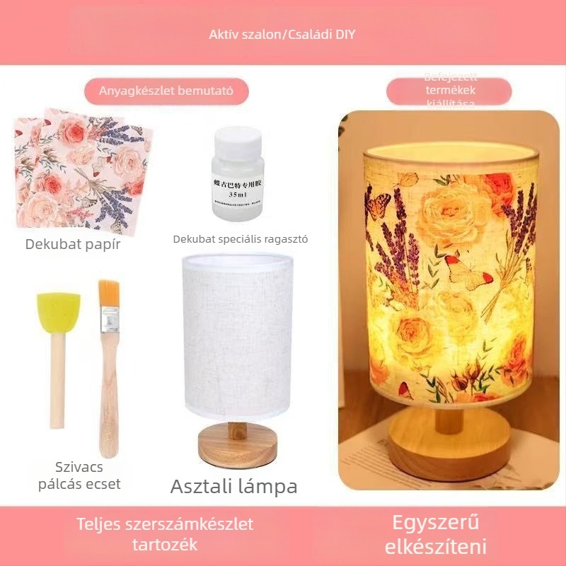 DIY textil asztali lámpa – kreatív kézműves éjjeli lámpa a hálószobába, 7–14 éveseknek