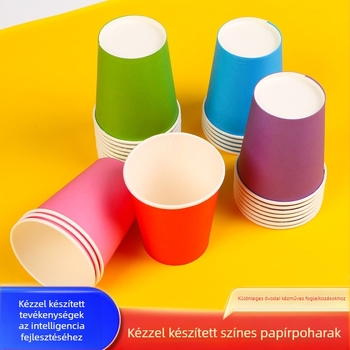 Gyermekek DIY művészeti felhasználású egyszer használatos papírpoharak - bevont kartonból, biológiailag lebomló, 45–50 db csomagban, márka Oujiahui, származás Hebei