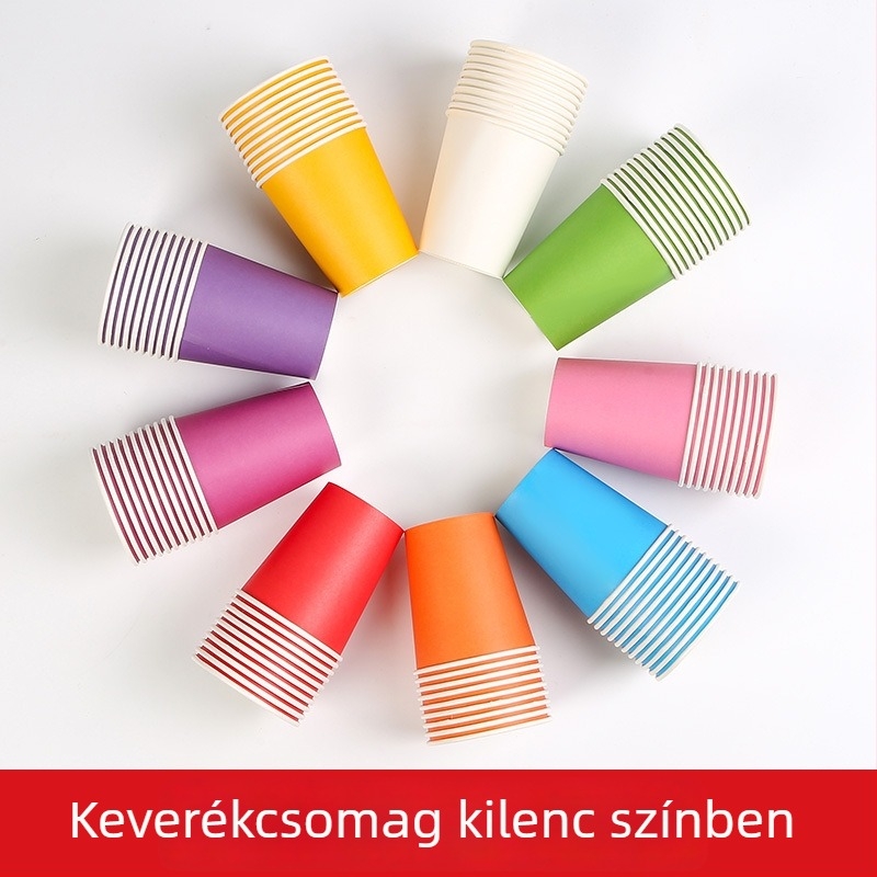 Gyermekek DIY művészeti felhasználású egyszer használatos papírpoharak - bevont kartonból, biológiailag lebomló, 45–50 db csomagban, márka Oujiahui, származás Hebei