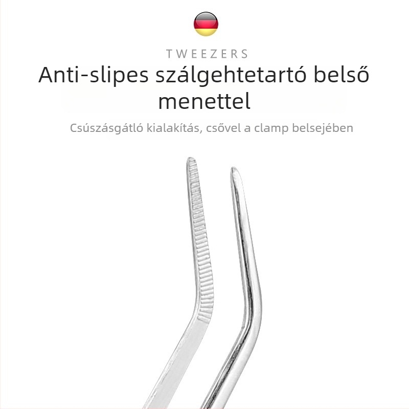 Fülcsipesz pisztolymintával, 304 rozsdamentes acélból, fogórész és csúcs rozsdamentes acélból; sorozat: pisztoly- és térdformájú csipeszek