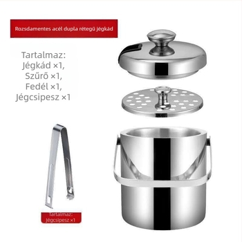 Weigang 304 rozsdamentes acélból készült kétszintes jégkorsó fedéllel és tartóval, hordozható pezsgő- és sörökhöz