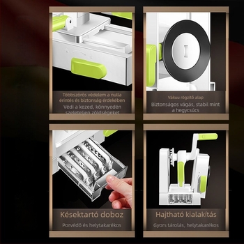 Kézihajtású, többfunkciós zöldségvágó burgonya reszelővel és sárgarépa reszelővel — AKL márka, kivitel: 420 szerszámacél + PS + TPR + ABS