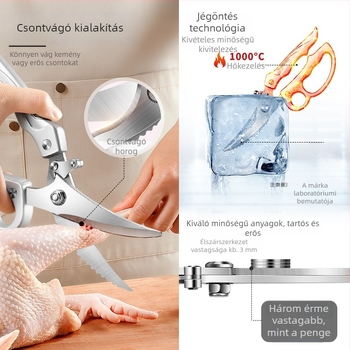 Paisley konyhai olló – élelmiszer-minőségű rozsdamentes acél, multifunkciós, csontvágás