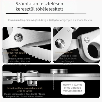 Paisley konyhai olló – élelmiszer-minőségű rozsdamentes acél, multifunkciós, csontvágás