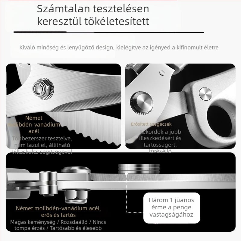 Paisley konyhai olló – élelmiszer-minőségű rozsdamentes acél, multifunkciós, csontvágás