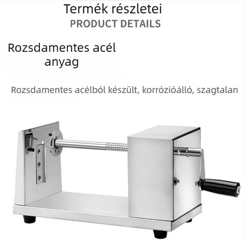 Kézi tornádó burgonya készülék spirálszeletelővel, rozsdamentes acélból, XY100 modell, 2020 őszén debütált