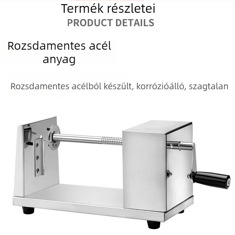 Kézi tornádó burgonya készülék spirálszeletelővel, rozsdamentes acélból, XY100 modell, 2020 őszén debütált