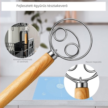 Tojáshabverő tölgyfa fogantyúval, rozsdamentes acél ház, kézi működtetés