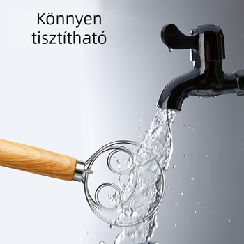 Tojáshabverő tölgyfa fogantyúval, rozsdamentes acél ház, kézi működtetés