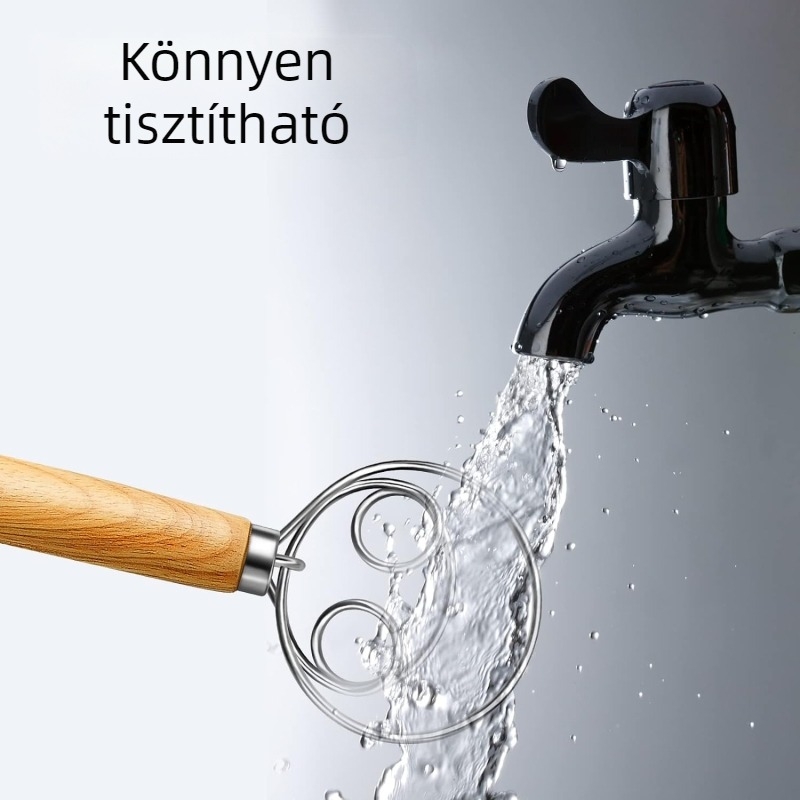 Tojáshabverő tölgyfa fogantyúval, rozsdamentes acél ház, kézi működtetés