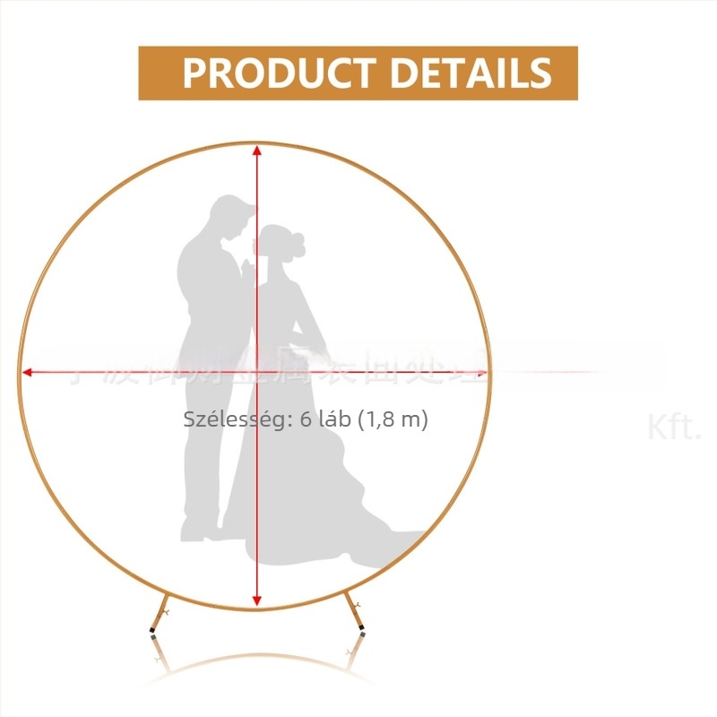Vasból készült kör alakú ív állvány esküvői háttérhez, esküvői dekoráció ív formájában
