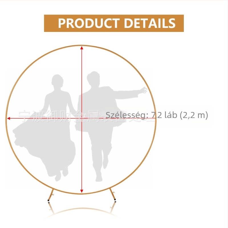 Vasból készült kör alakú ív állvány esküvői háttérhez, esküvői dekoráció ív formájában