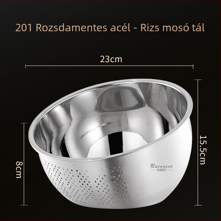 304 rozsdamentes acél ferde aljzattal rendelkező leeresztő mosóedény, vastagított kivitel, többfunkciós zöldségek, gyümölcsök és rizs öblítésére