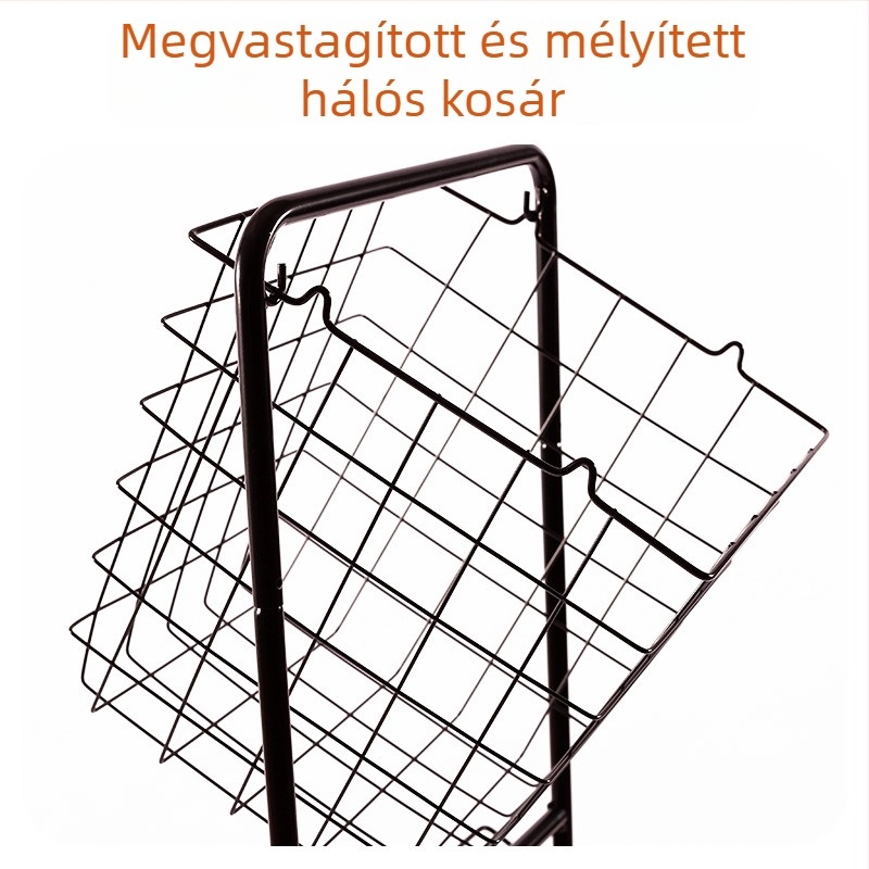 Háromszintes padlóra álló konyhai tárolókosár – vasból készült keret, modell JG-Z40, gyümölcs- és zöldségtároló