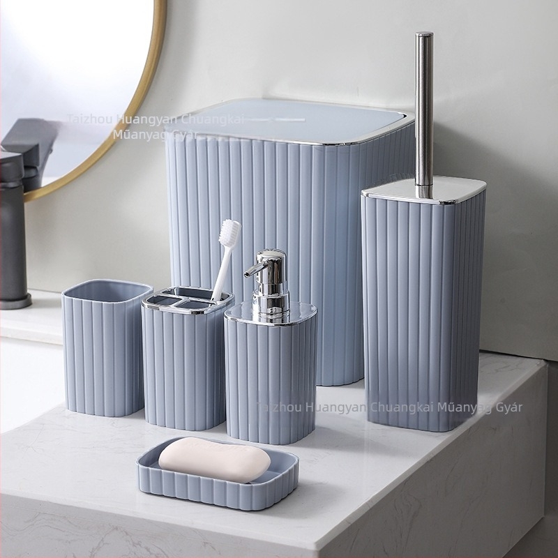 Chuangkai hat darabos műanyag fürdőszobai készlet logó nyomtatással és testreszabási lehetőséggel