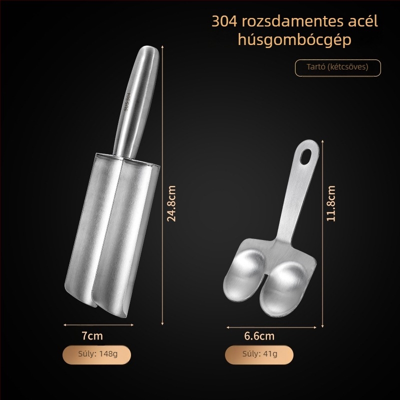 Húsgolyó készítő, 304 rozsdamentes acél, forma húsgolyókhoz, halgolyókhoz és garnéla-golyókhoz