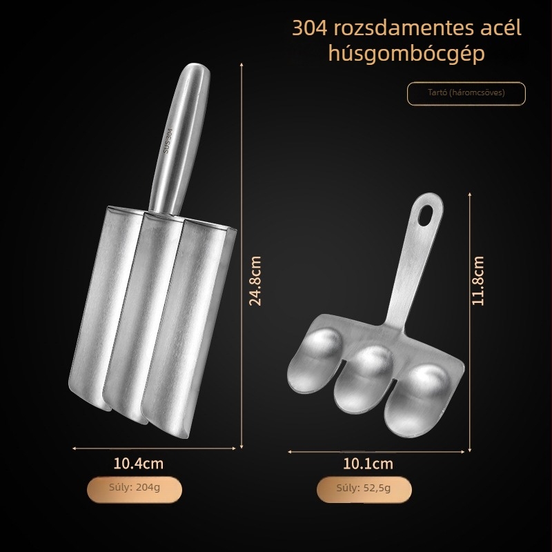 Húsgolyó készítő, 304 rozsdamentes acél, forma húsgolyókhoz, halgolyókhoz és garnéla-golyókhoz