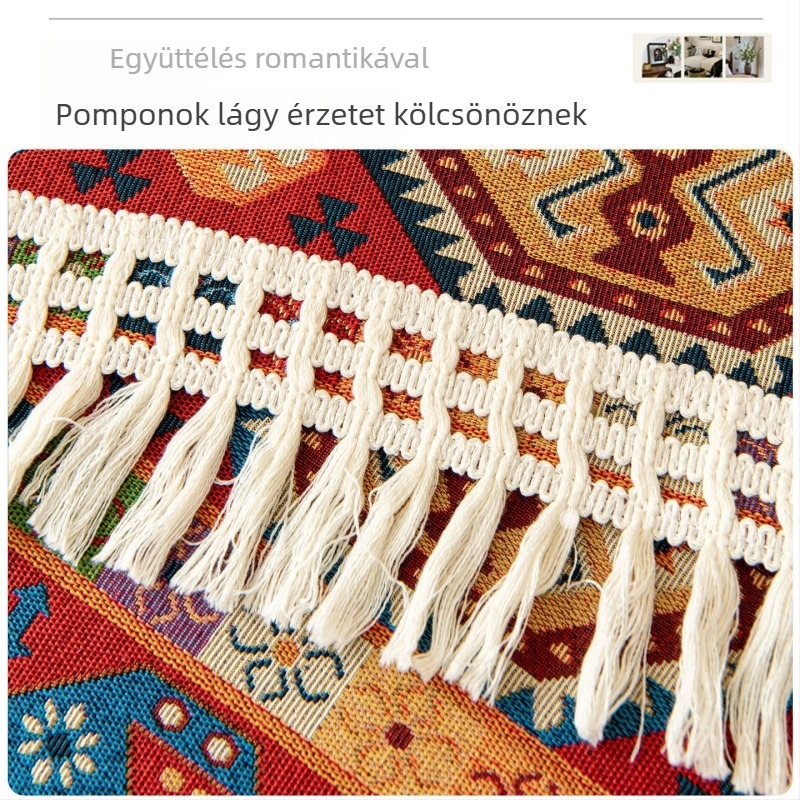 Chenille anyagú kanapé párnahuzat, etnikus geometriai mintázat, szekcionált kanapéhoz, Daocheng Straight Edge modell