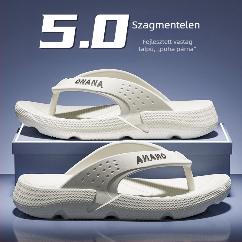 Férfi flip-flopok, csúszásmentesek, nyitott lábujjakkal, EVA felső és talp, vastag injektált talp, casual nyári strandcipő (Summer 2025)