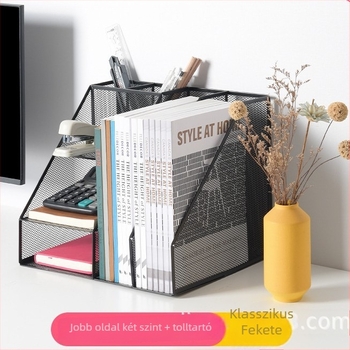 Fém iratrendező polc, 3-szintes, modell Z2301, kétoszlopos kapacitás, 8 cm-es távolság a polcok között