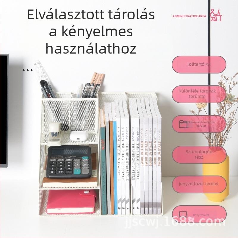 Fém iratrendező polc, 3-szintes, modell Z2301, kétoszlopos kapacitás, 8 cm-es távolság a polcok között