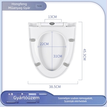 V-alakú WC-fedél, egyérintéses szétszerelés, lágy-zárás, PP-anyag, szerelési furatok közötti távolság 11–21 mm között