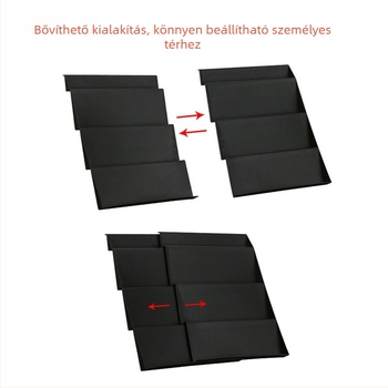 Asztali vízszintes fűszeres polc, állítható lépcsőzetes fiókokkal, hajtogatható (PP anyag, hajtogatható, furatmentes szerelés, 2024-es piacra dobva)