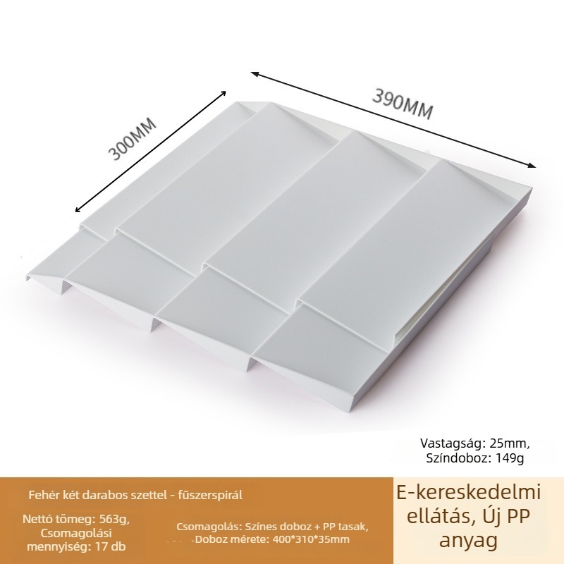 Asztali vízszintes fűszeres polc, állítható lépcsőzetes fiókokkal, hajtogatható (PP anyag, hajtogatható, furatmentes szerelés, 2024-es piacra dobva)