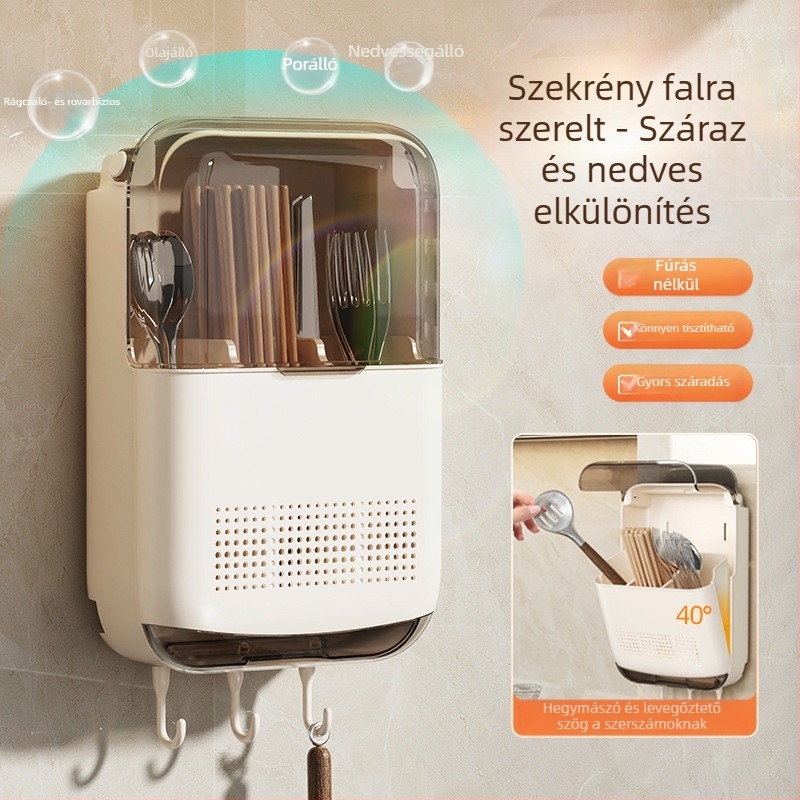 Fali evőeszköztartó – összecsukható, többfunkciós, mozgatható, PP anyag