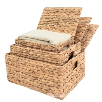 Fedeles tároló kosár, fonott rattanból, japán stílusban, ruhákhoz