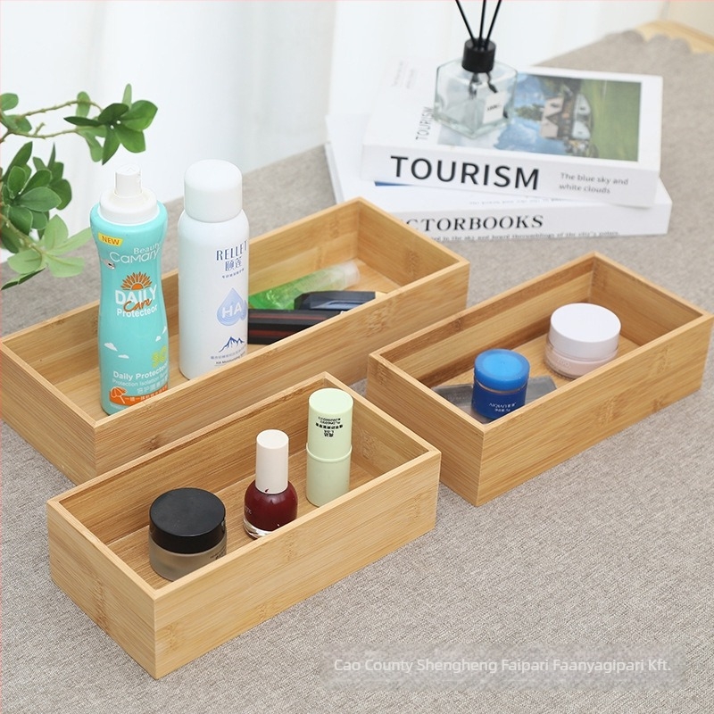Asztali tároló doboz fedél nélküli, fa, modell SH-1006, 1 liter kapacitás, kozmetikai és egyéb apró tárgyak rendezője.