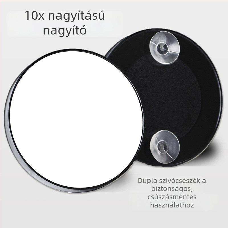 Sminktükör ABS kerettel, alumínium tükrövel, háromrészes összecsukható kialakítás, kihúzható akasztó, logó nyomtatás