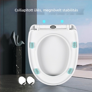 WC-fedél univerzális illeszkedés, egygombos gyorskioldó, U-formájú kialakítás, csillapítóval lágy zárás, PP lemez, a furatok közötti távolság 11 cm, állítható rögzítőlyukak